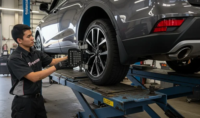 A worker alighing the wheel